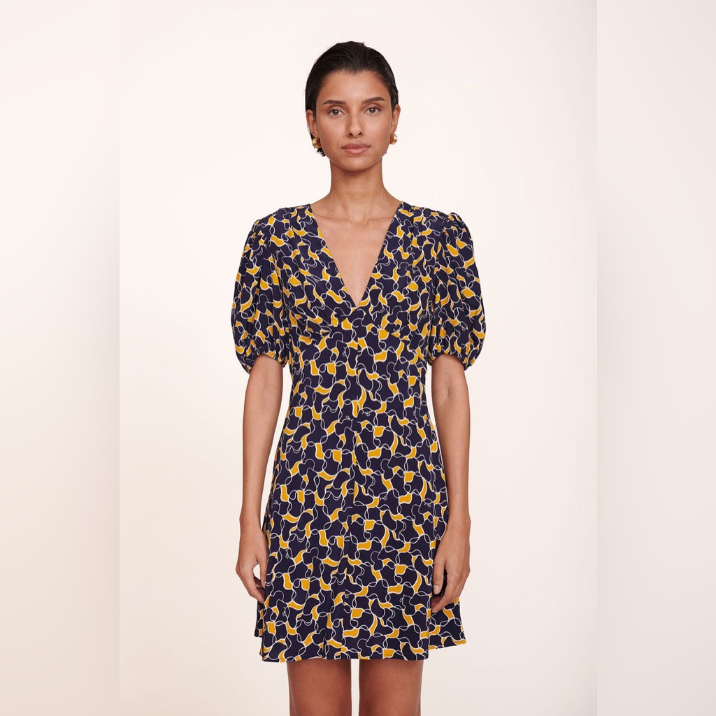 Staud Mini Milla Dress In Navy Abstract Wave